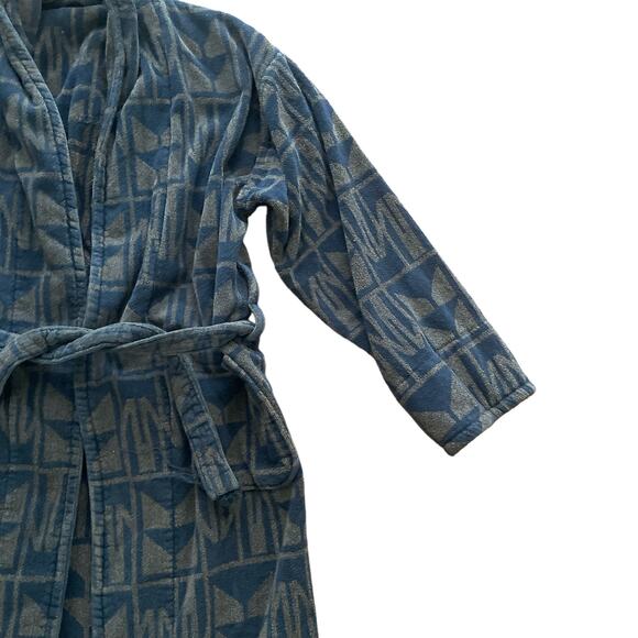 1990s VTG Gray Blue Heavyweight Terry Cloth Robe Turkish Bathrobe Size XL - Picture 2 of 6